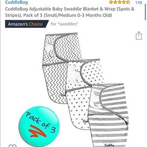3 pack cuddle bug adjustable swaddles new in box